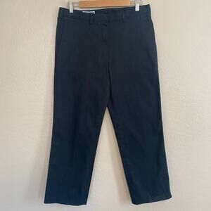 Jil Sander Womens Size 42 US 12 Dress Pants Black Straight Leg Cotton Stretch